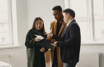 A couple discussing for buying a home